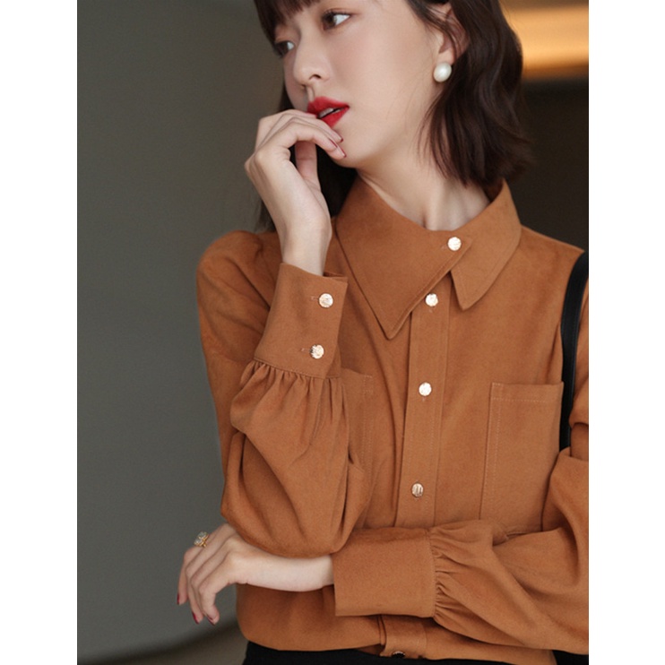 Shopee2023 Áo Thun Nhiều Lớp Phong Cách Hàn Quốc Thời Trang Thu Đông Mới Nhất!Áo Sơ Mi Tay Dài Cổ Bẻ Đan Chéo Phong Cách Châu Âu Thời Trang Cho Nữ
