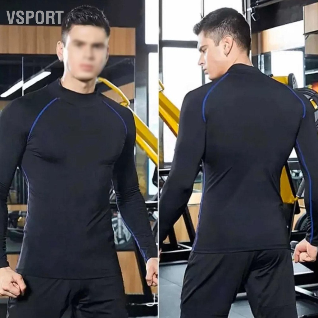 Men's High Elastic Compression Shirts Long Sleeves Sports Top for Athletic Workout Shirt