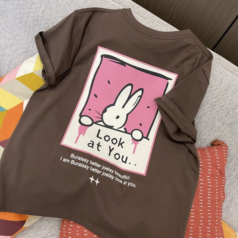 Áo thun NRVP 100% cotton tay ngắn in họa tiết độc đáo phong cách Hàn Quốc cho nữ