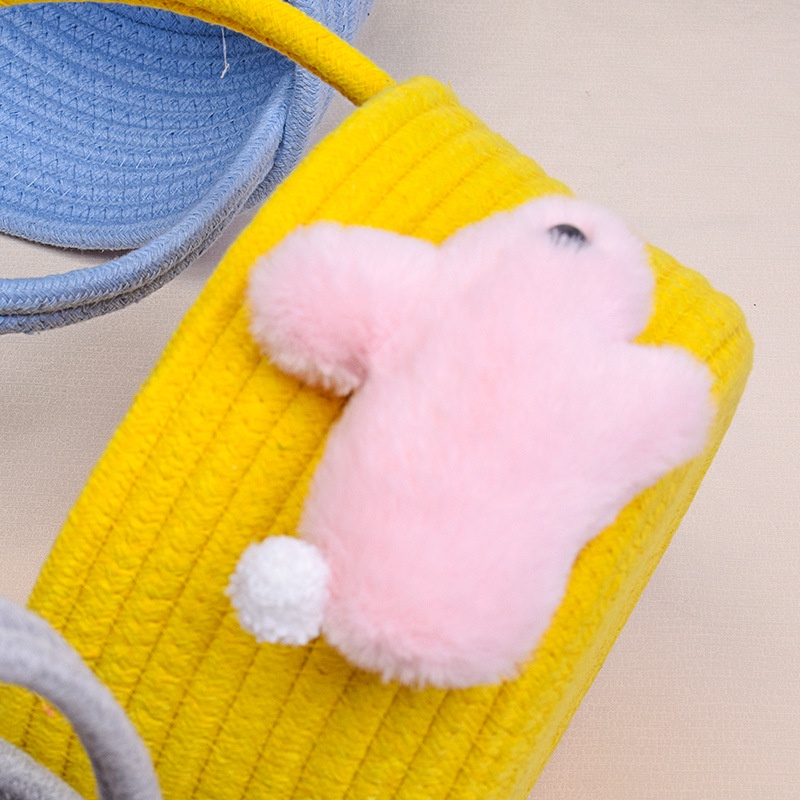 Bololo Giỏ Đựng Đồ Bằng Dây cotton Bện Hình Thỏ Mặt Trăng Một Tuổi
