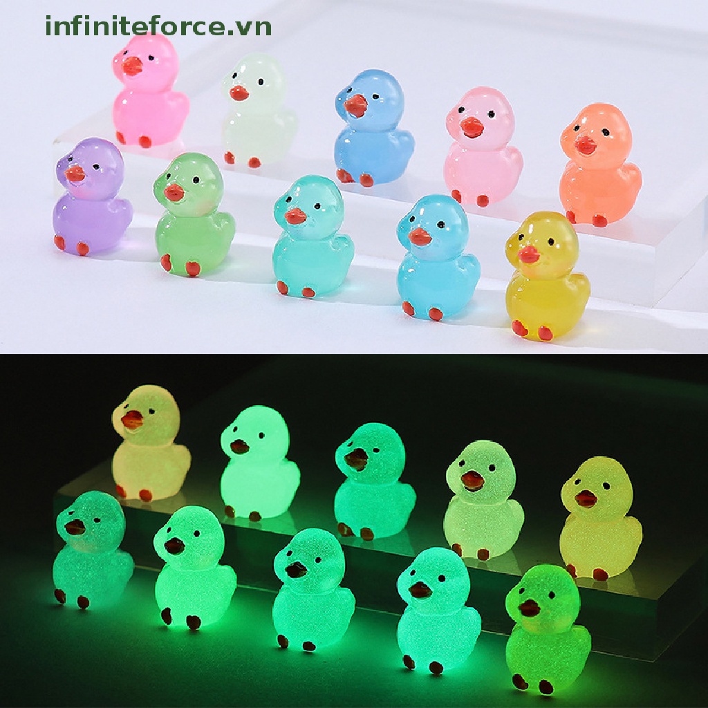 Set 1 / 10 Vịt Đồ Chơi Bằng Nhựa Phát Sáng Trong Bóng Tối Trang Trí Nhà Búp Bê / Sân Vườn DIY