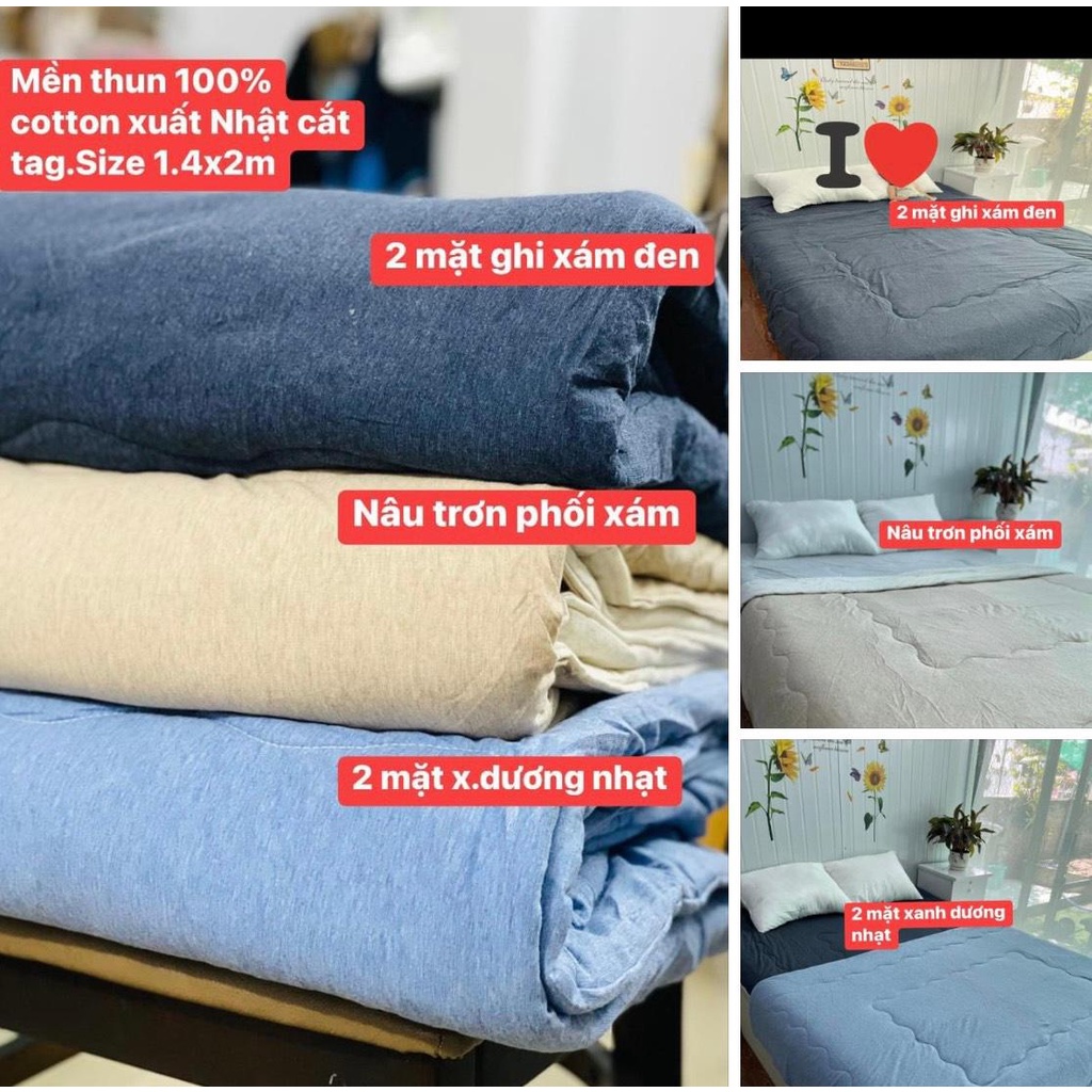 [FreeShip] SIÊU PHẨM MỀN COTTON MỎNG MÙA HÈ XUẤT NHẬT DƯ 1.4X2M