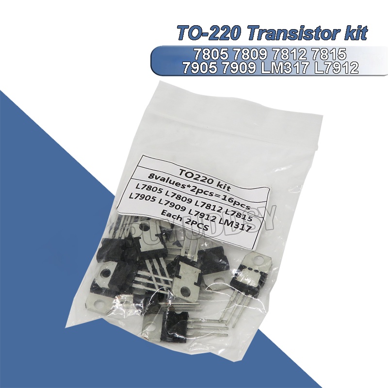 Bộ 8 Giá Trị Điện Áp 16 Cái 7805 7809 7812 7815 7905 7909 LM317 L7912 LM317T TO-220