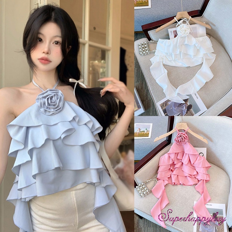 Áo Voan Hai Dây In Hoa Thời Trang Nữ Tính