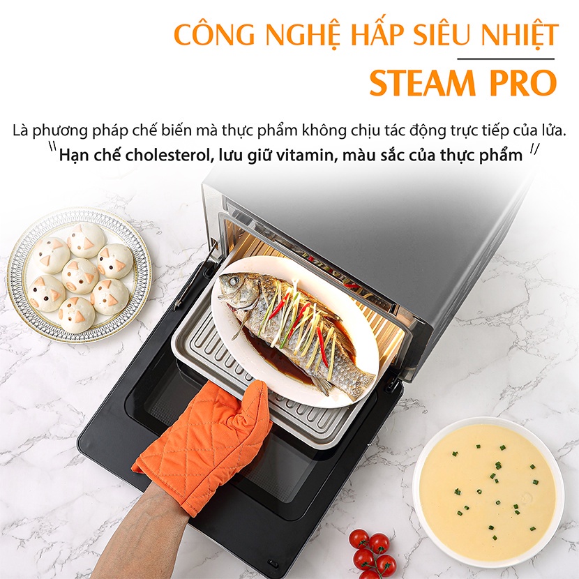 Nồi Chiên Hơi Nước TAPUHO TSF16  | 60 Chương Trình Nấu | 4 trong 1 - Có xiên gà, lồng đào 360