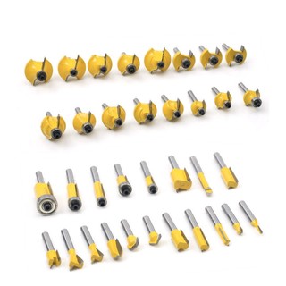 BỘ 35 MŨI PHAY GỖ CAO CẤP CỐT 6.35MM
