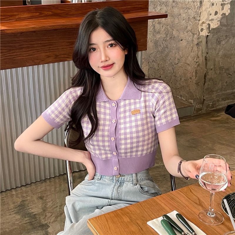 Áo Cardigan Dệt Kim Tay Ngắn Phong Cách Hong Kong Thời Trang Xuân Hè Hàng Mới 2023