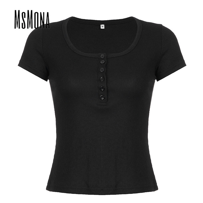 Áo Thun Tay Ngắn Cổ Tròn Màu Trơn Dáng Ôm Thời Trang 2023 Dành Cho Nữ