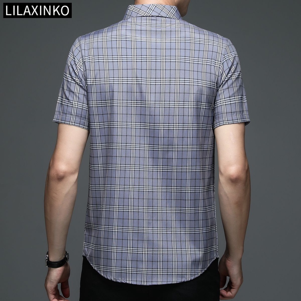 Áo Sơ Mi Cotton Tay Ngắn Có Túi Họa Tiết Sọc Caro 4 Màu Chất Lượng Cao Thời Trang Cho Nam