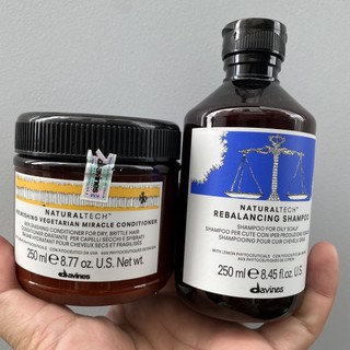 Dầu gội cân bằng dầu Davines Rebalancing + Xả dưỡng ẩm thực vật Nourishing 250mlx2 - new 2023