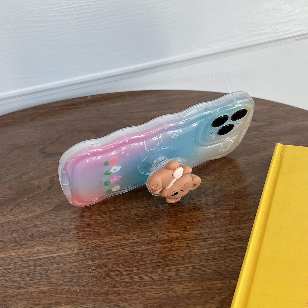 Ốp Điện Thoại Silicon Trong Suốt Họa Tiết Hoạt Hình Chú Gấu Dễ Thương Chống Sốc Cho iPhone 14 13 12 11 Pro Max