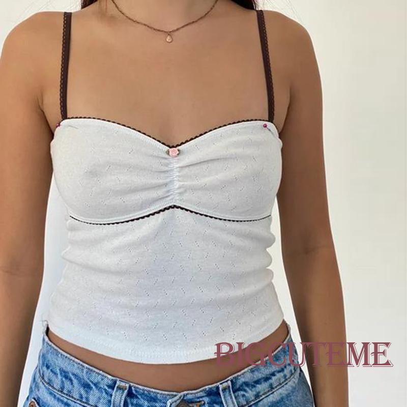 [] - Áo Hai Dây Mỏng Ghép Vải Hoa Thời Trang Mùa Hè Cho Nữ