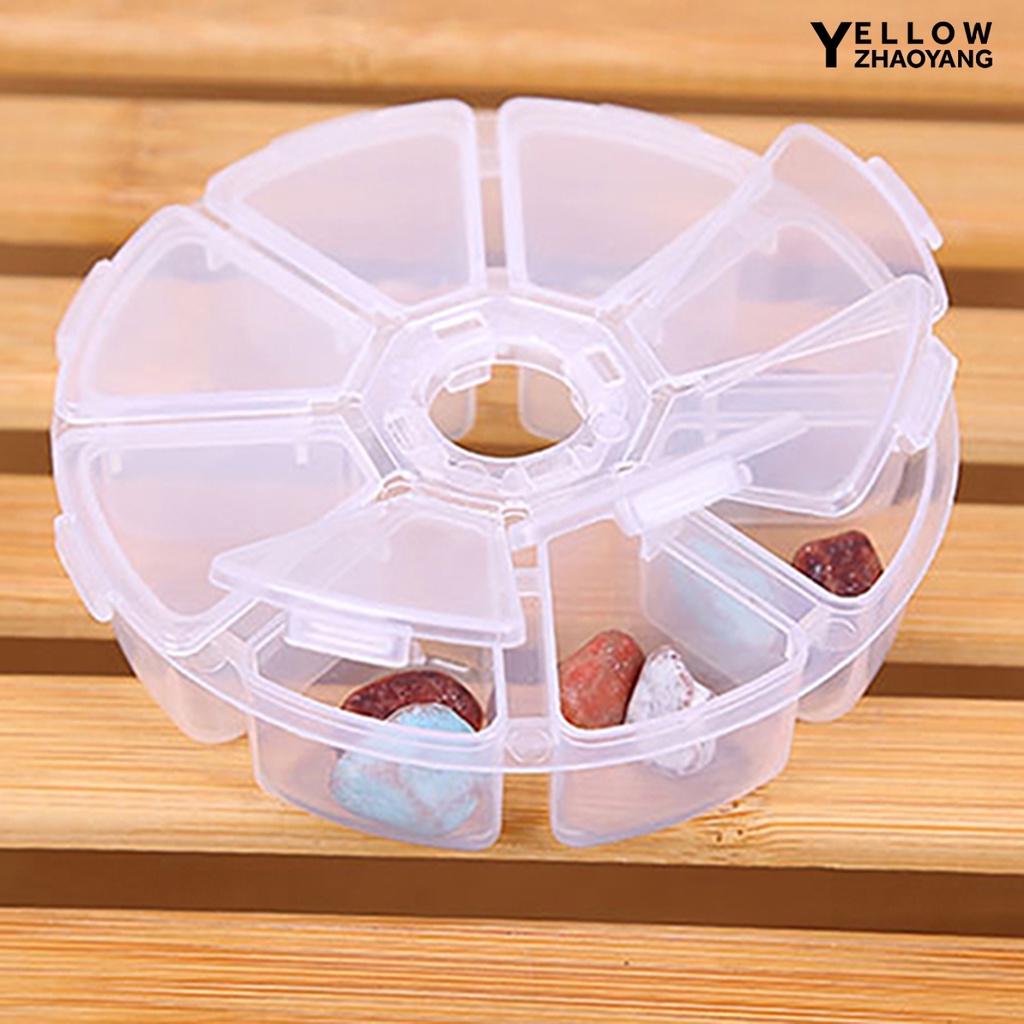 Hộp Tròn 8 Ngăn Phân Loại Hạt Cườm Tiện Dụng Mang Theo Du Lịch