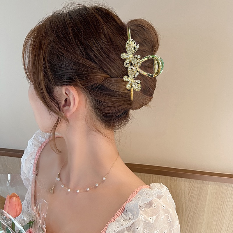 Haimeikang Kẹp Tóc Hình Hoa Bướm Bằng Kim Loại Cỡ Lớn Thời Trang