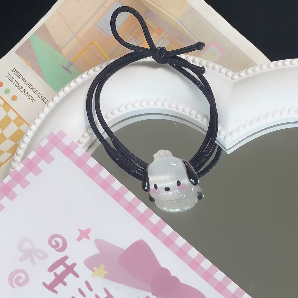 Dây Buộc Tóc Cao Su Co Giãn Hình Cún Kuromi Melody Hoạt Hình Dễ Thương Cho Bé