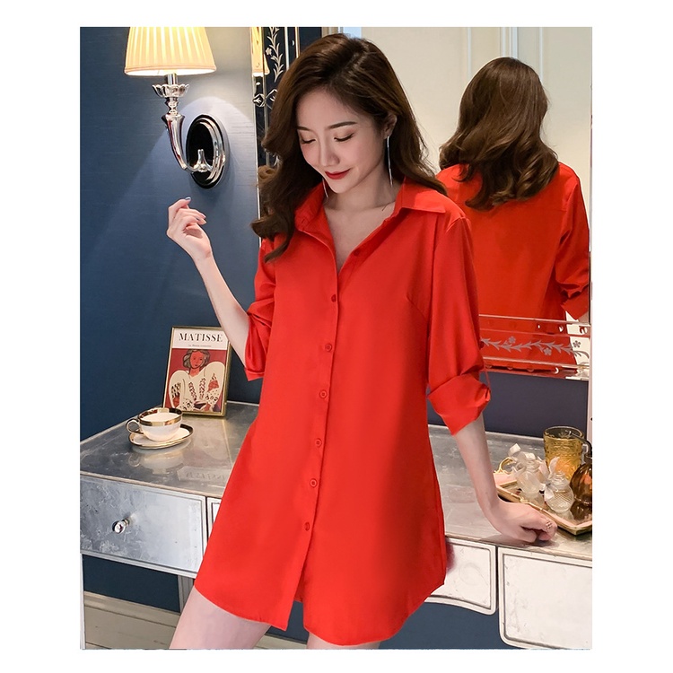Áo Khoác Sơ Mi Nữ Tay Dài Dáng Rộng Thời Trang Phong Cách Hàn Quốc