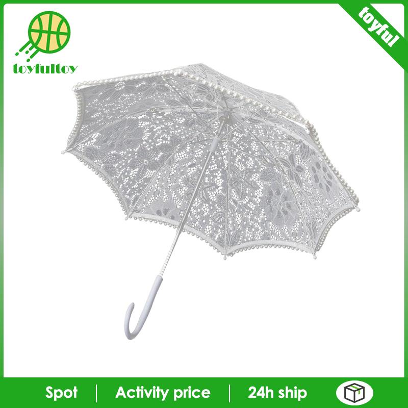 Dù Ren Trắng Cổ Điển Dùng Làm Đạo Cụ Chụp Ảnh Tiệc Hóa Trang