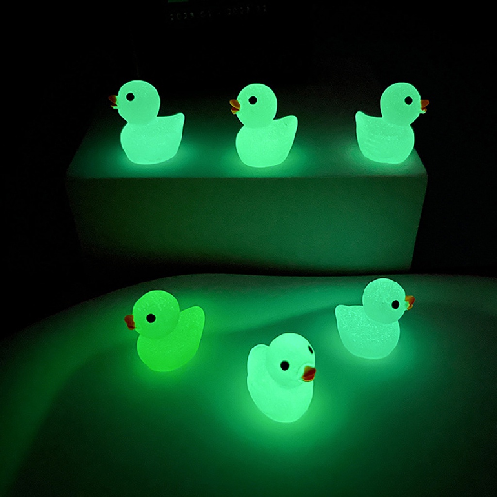 &lt; Redhot &gt; Bộ 5 Vịt Đồ Chơi Phát Sáng Trong Bóng Tối Trang Trí Bằng Nhựa Resin Dễ Thương
