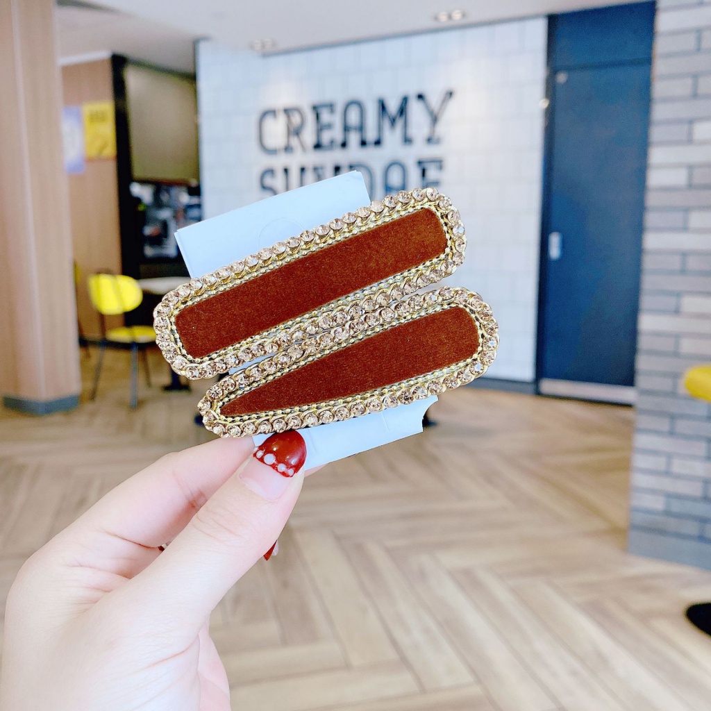 Kẹp Tóc BB Đính Đá Hình Vuông Đơn Giản Phong Cách Hàn Quốc Mới