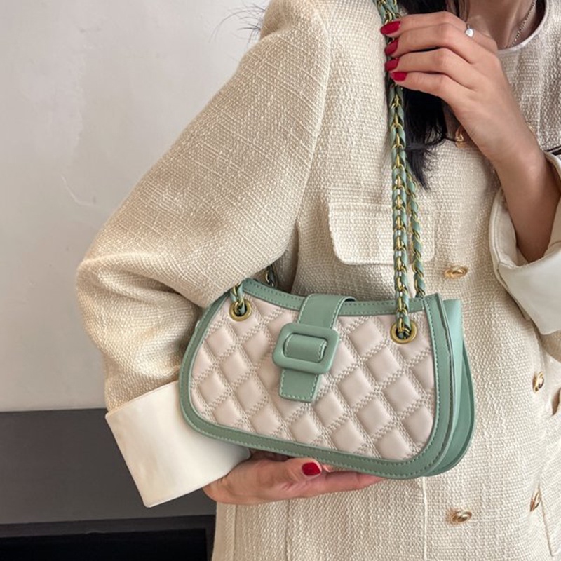 Túi Xách Da pu Mềm Cao Cấp Phối Dây Xích Thời Trang Cho Nữ