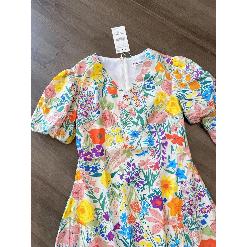 Đầm Hoa Tay Bồng Z.a.r.a