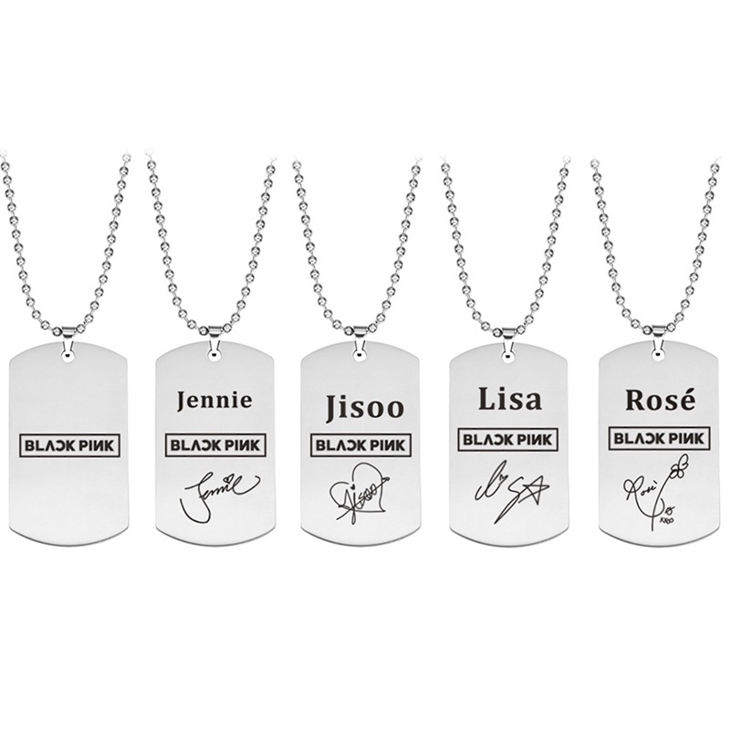 Vòng cổ Mặt Thẻ Tên Nhóm Nhạc BLACK PINK Girl Bằng Thép Không Gỉ