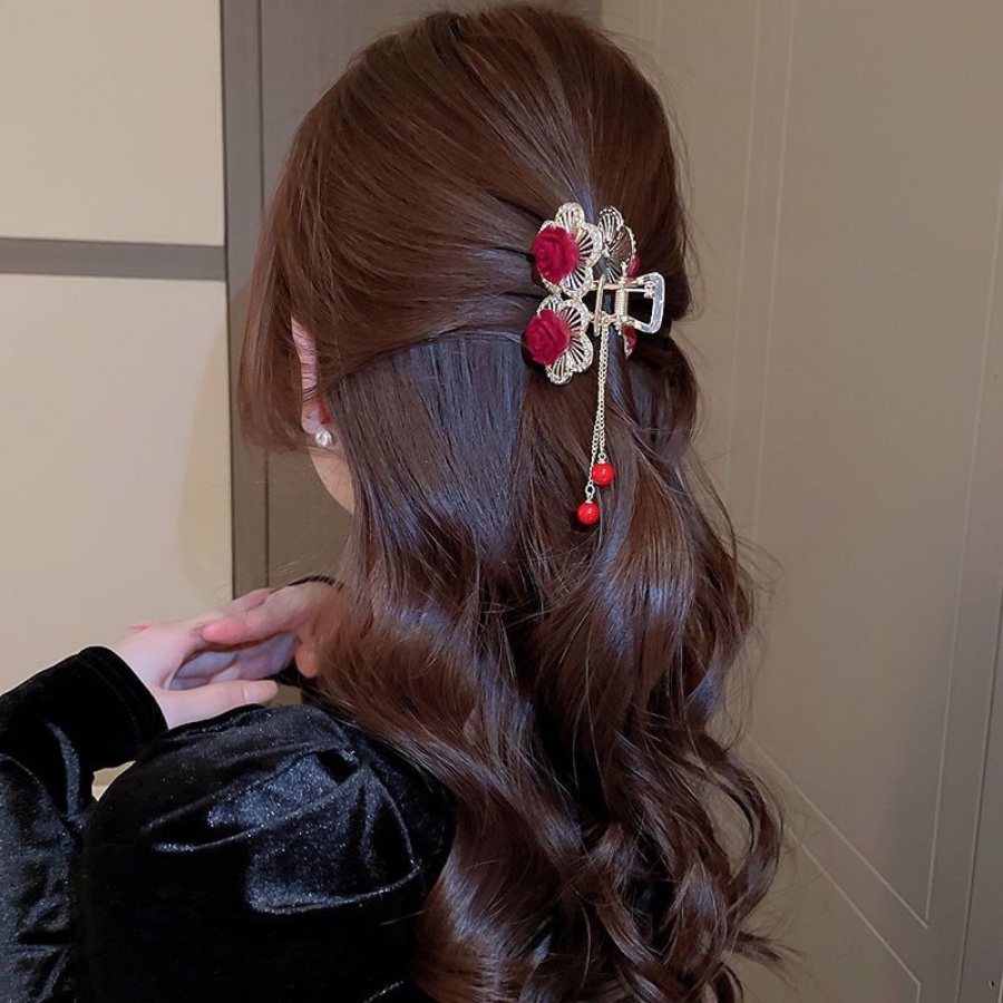 Kẹp Tóc Tua Rua Hình Hoa &amp; Bướm Bằng Hợp Kim Đính Kim Cương Giả Kiểu Hàn Quốc Cho