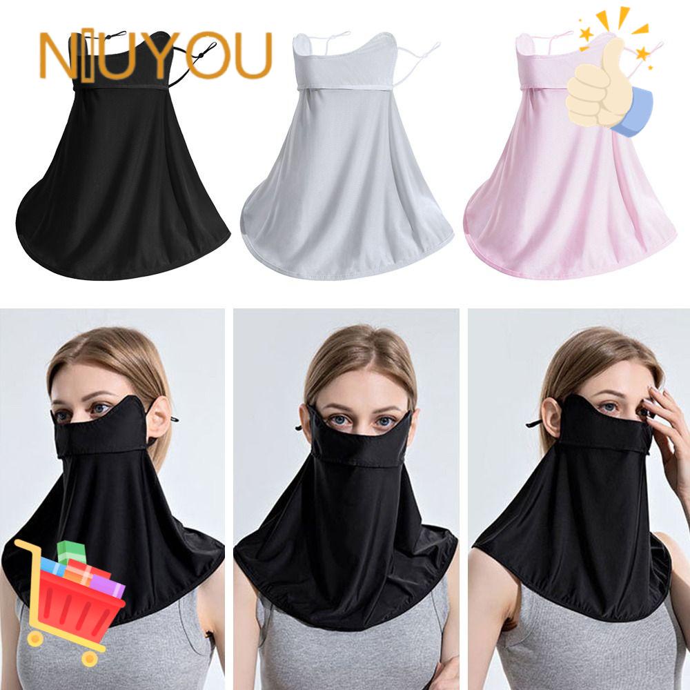 1 Khẩu Trang Che Mặt Và Cổ Bằng Lụa Lạnh Thoáng Khí Dùng Khi Đạp Xe Mùa Hè