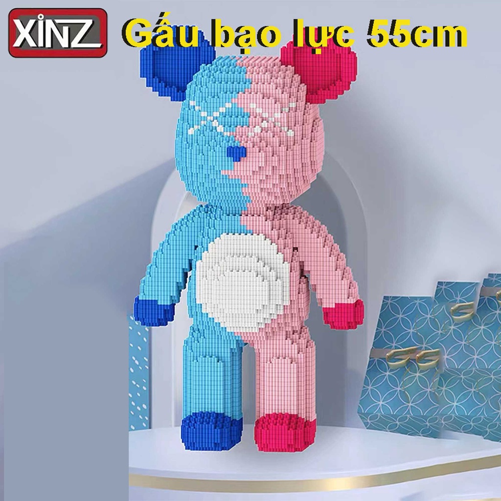 Chakra Ba Lô Hai Màu Khối Xếp Hình Gấu Nhiều Màu Sắc Với Mảnh Ghép Nhỏ