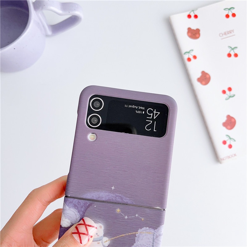 Ốp Điện Thoại Chống Sốc In Hình Gấu Mặt Trăng Dễ Thương Cho Samsung Galaxy Z Flip 4 3 Samsung Galaxy Z Flip 3