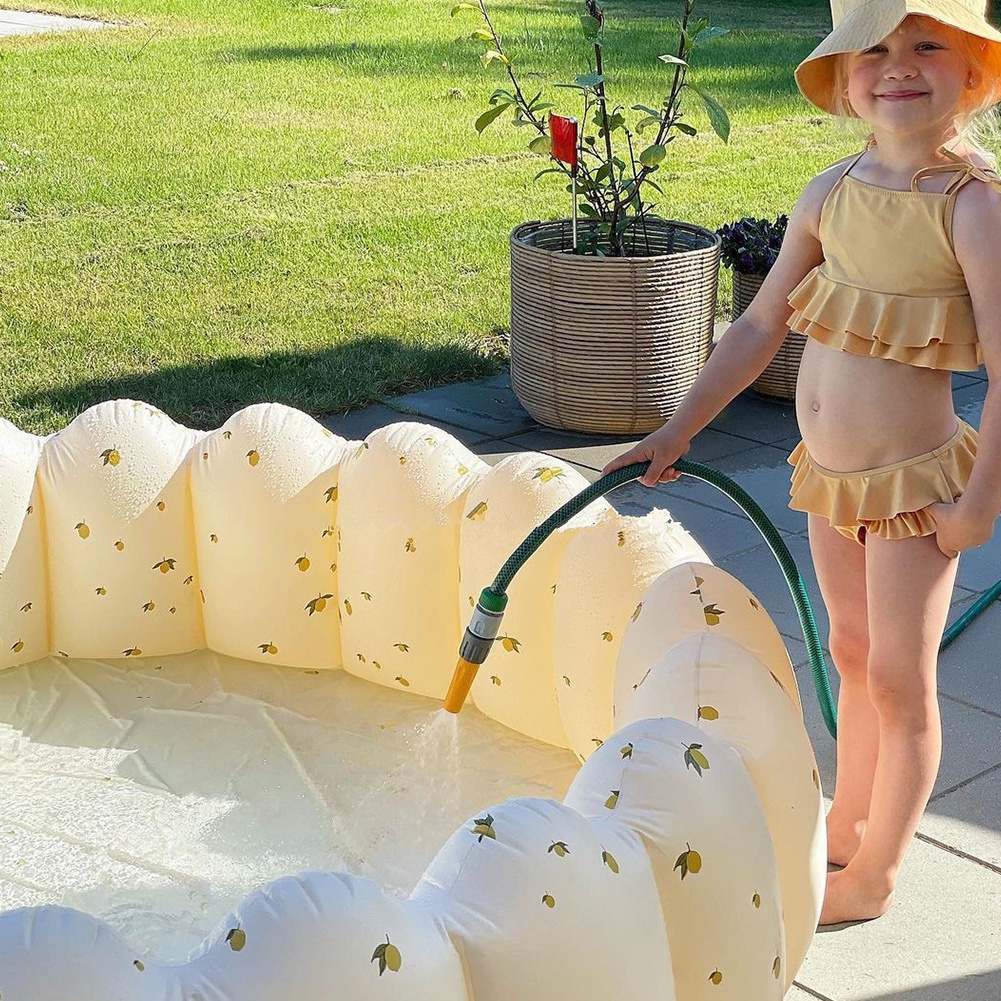 Bể bơi Bơm Hơi 90cm Bằng PVC Mềm Hình Tròn Có Hàng Rào Chắn Ngoài Trời Cho Bé Chơi