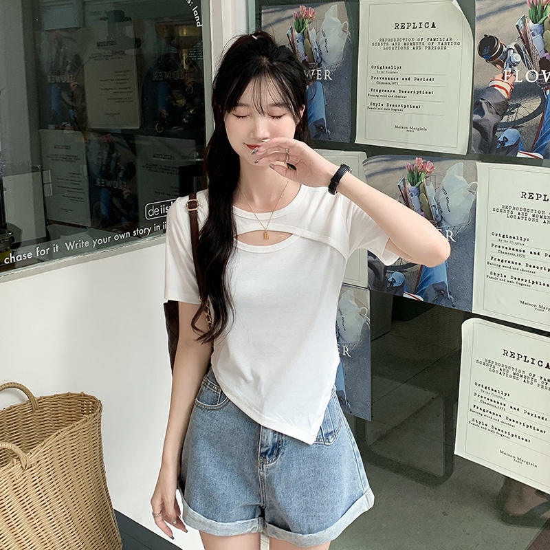 NRVP Áo Thun Tay Ngắn Dáng Ôm In Họa Tiết Độc Đáo Thời Trang Đường Phố Hàn Quốc Cho Nữ