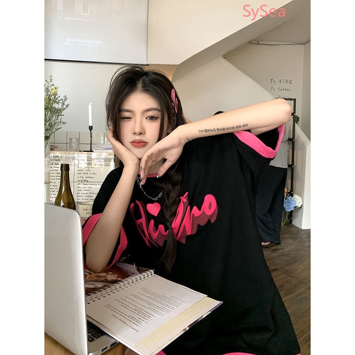 Áo Thun Cổ Tròn Dáng Rộng In Chữ Plus Size Thời Trang Mùa Hè Cho Nữ