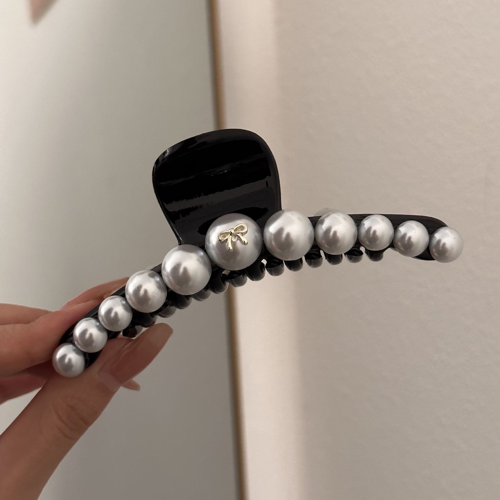 Kẹp Tóc Nơ Đính Ngọc Trai Cao Cấp Oversize Phong Cách Hàn Quốc Mới 2023