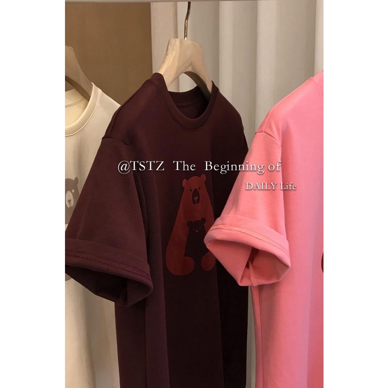 Áo Thun Tay Ngắn Hoạ Tiết In Thiết Kế Oversized Phong Cách Hàn Quốc