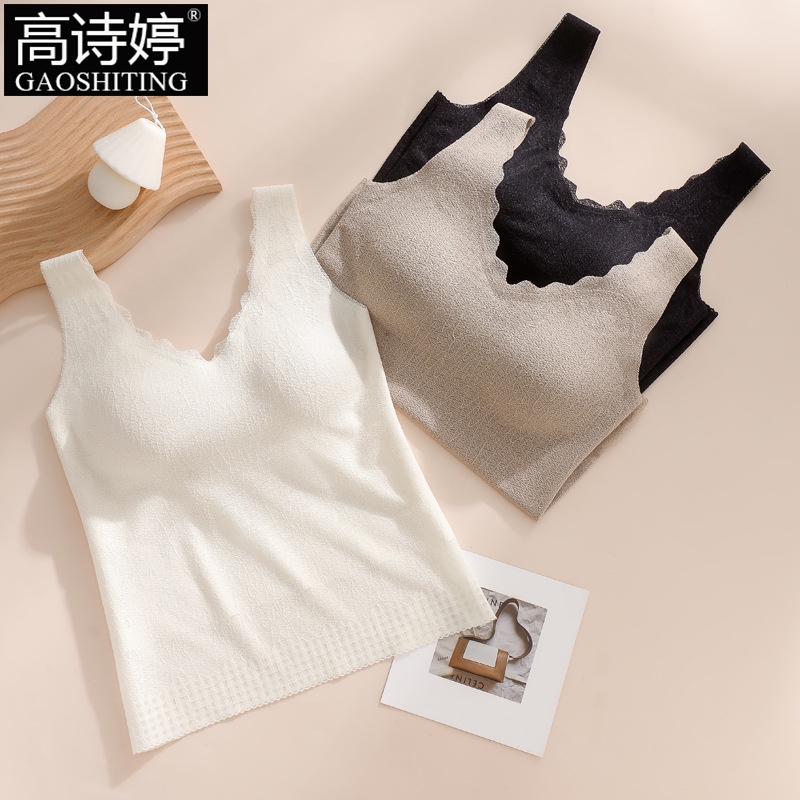 Áo Lót Hai Dây Dáng Dài Phối Ren Mỏng Liền Mạch Có Đệm Ngực Cho Nữ Mặc Trong Mùa Xuân Hè