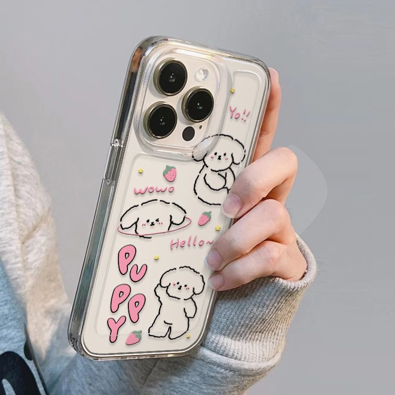 ✅Ốp Điện Thoại Trong Suốt Chống Sốc Hình Cún Và Dâu Tây Cho iPhone14promax 13 / 12 / 11 xr / xs 7 / 8p 8TJ7