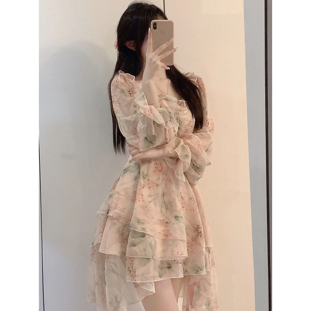 Đầm In Hoa Phong Cách Pháp Thời Trang Mùa Xuân Cao Cấp Cho Nữ