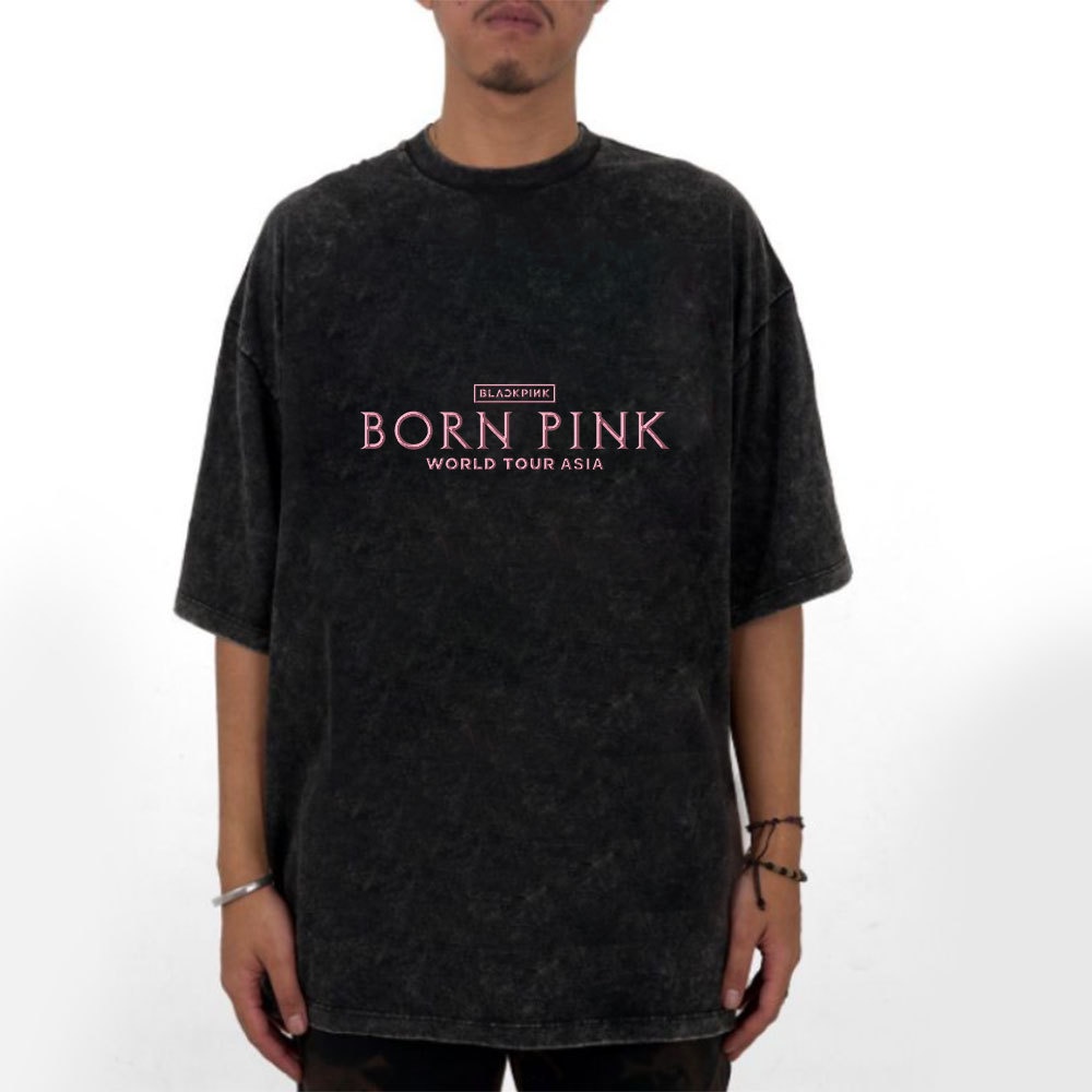 Áo Thun Cotton Tay Ngắn In Hình BLACKPINK BORN PINK WORLD TOUR ASIA Phong Cách Harajuku Đường Phố Mùa Hè Cho Nam Và Nữ