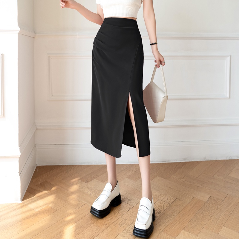 Chân Váy Dài Xẻ Tà Màu Trơn Lưng Cao Thời Trang Xuân Hè Cho Nữ