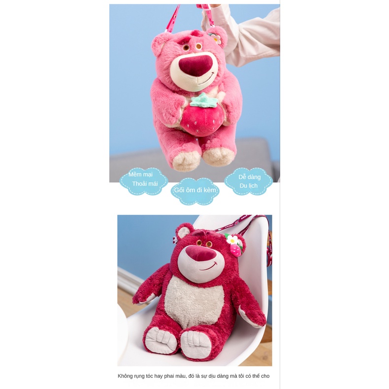 Ba Lô Đeo Vai Hình Gấu Nhồi Bông Dâu Tây Dễ Mang Sáng Tạo Khi Ra Ngoài