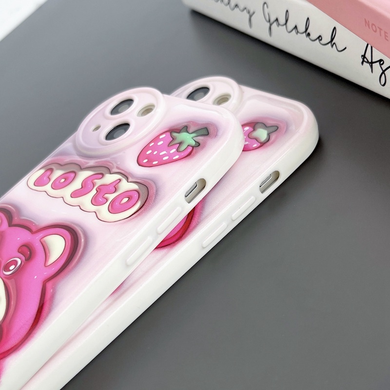 Ốp Điện Thoại Silicon Mềm Hình Gấu Và Dâu Tây Cho IPhone 6S 7 8 Plus XR XS Max IPhone 11 12 13 14 Pro Max 14 Plus 7 + 8 +