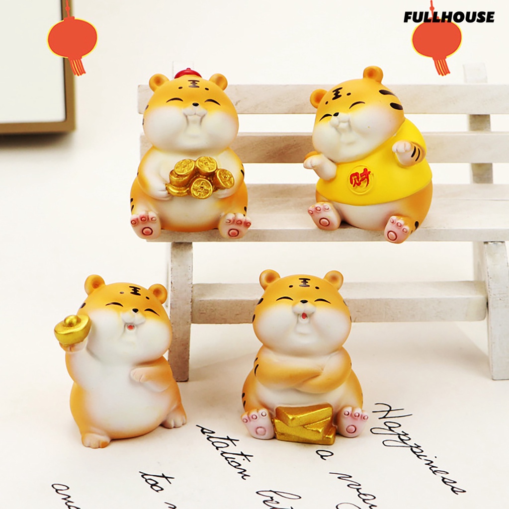 ☀Mô Hình Hổ Hoạt Hình Mini Bằng Nhựa Resin Để Bàn Trang Trí