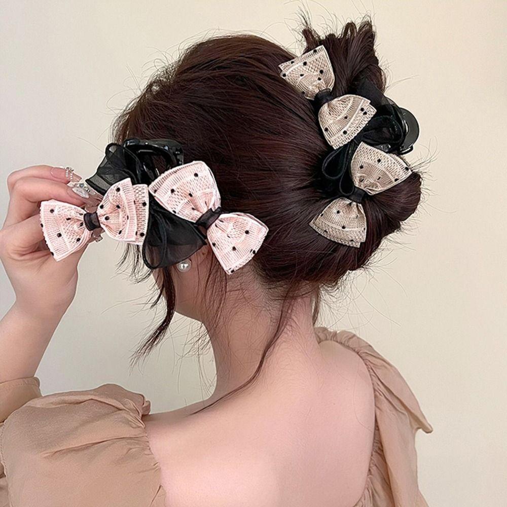 Kẹp Tóc Nơ Lưới Phong Cách Hàn Quốc Ngọt Ngào Cho Nữ