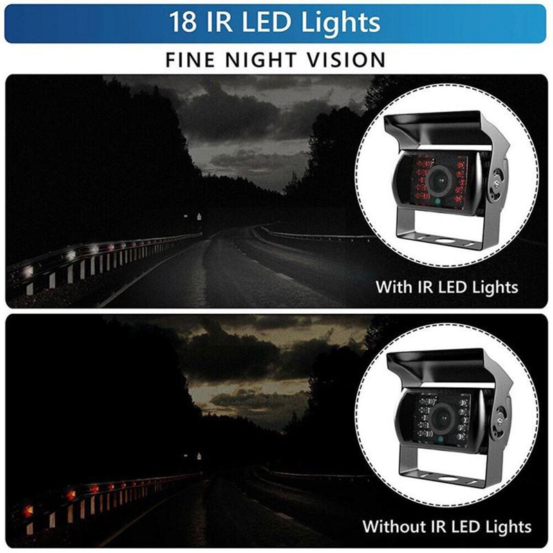 Camera Lùi Xe 18 Bóng Led 24V CCD Chống Thấm Nước Cho Xe Buýt / Xe Tải