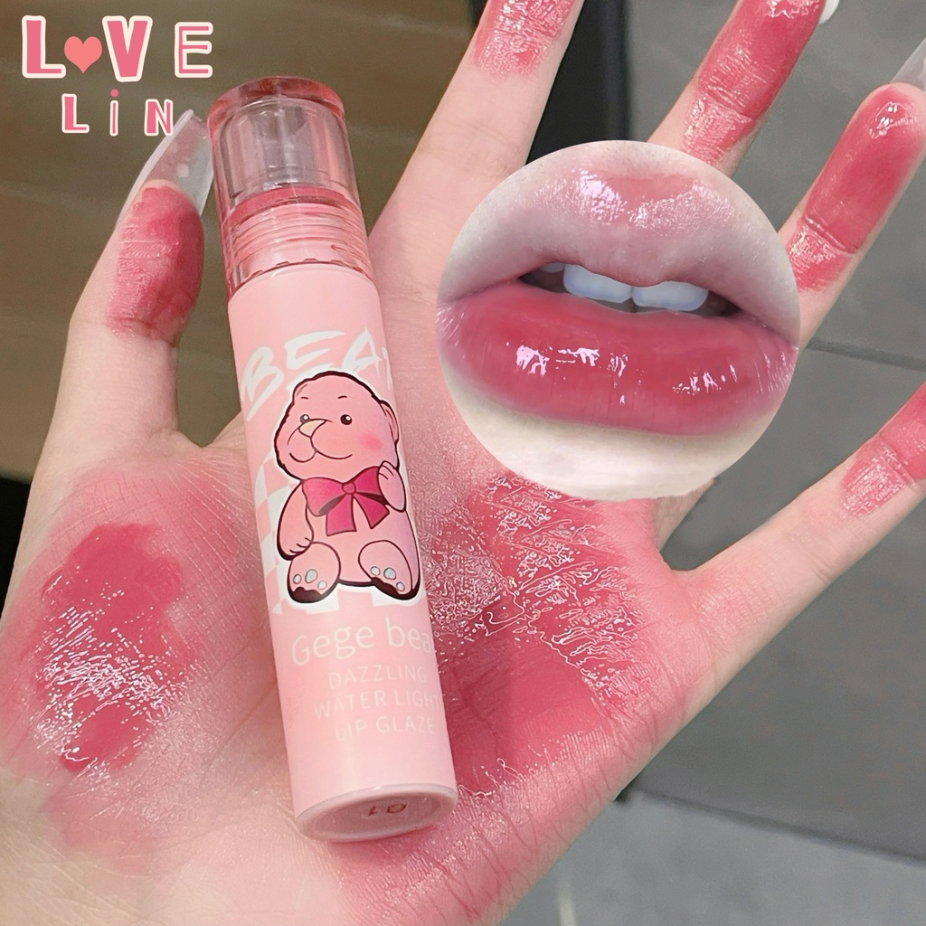 [lovelin] Son Môi Gege bear Màu Bóng Nhẹ Nước Mát Mẻ Tráng Gương Sáng Bóng Vui Nhộn Dành Cho Học Sinh Tiệc Tùng Đầu micro tipsy pout