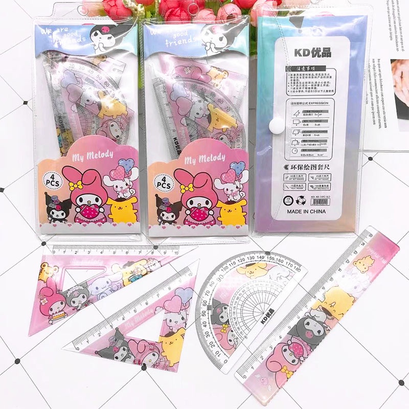 SANRIO Thước Tam Giác Hình Cinnamoroll Melody Hoạt Hình Dễ Thương Kèm Thước Đo