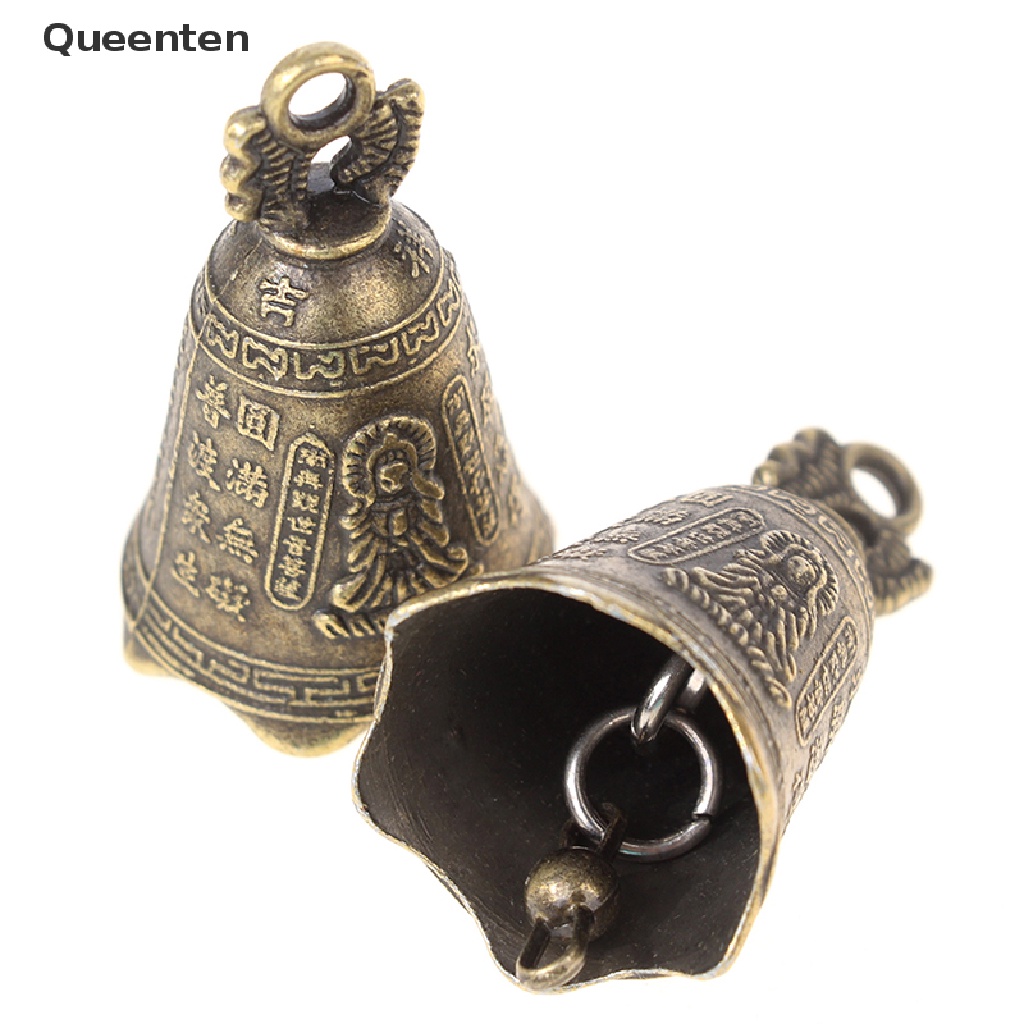 Queenten 1Pc Antique Bell Chinese Mini Sculpture Pray Guanyin Buddha Bell Shui Feng Bell QT