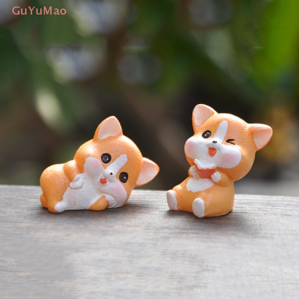 Mô Hình Chú Chó Corgi Hoạt Hình Bằng Nhựa Resin Dễ Thương Trang Trí Tiểu Cảnh