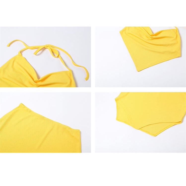 Kisf Bộ Đồ Hai Mảnh Màu Trơn Phong Cách Âu Mỹ Quyến Rũ Cho Nữ